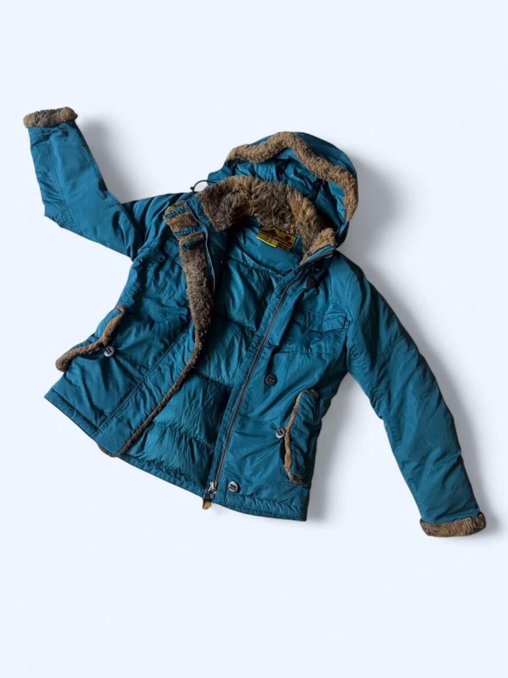 Solstice Waterproof Teal Blue Faux-Fur Trim Puffer Jacket